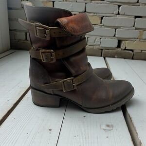 Y2K 🖤 Freebird 🤑Apex Fairycore Moto Boho Witch BootsBuckle,Distressed Leather6